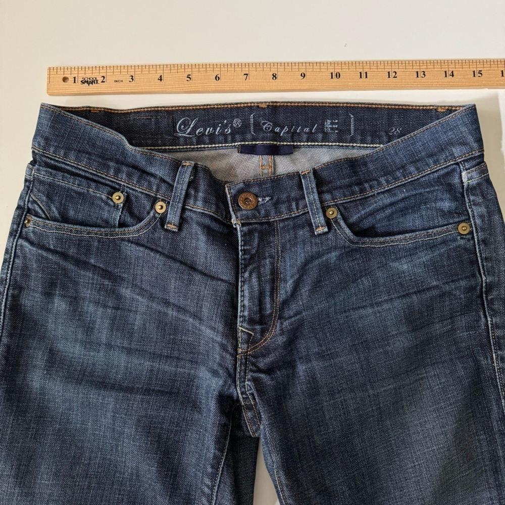 Levi’s Capital E Ruler Low Rise Slim Straight Premium Denim Jeans Women’s sz 28 - Picture 11 of 13